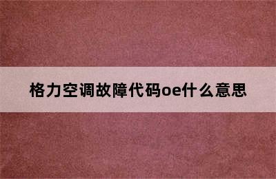 格力空调故障代码oe什么意思