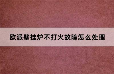 欧派壁挂炉不打火故障怎么处理