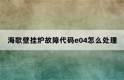 海歌壁挂炉故障代码e04怎么处理