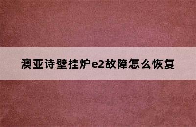 澳亚诗壁挂炉e2故障怎么恢复