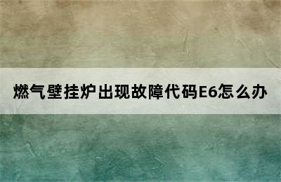 燃气壁挂炉出现故障代码E6怎么办