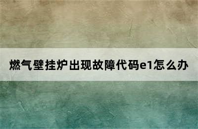 燃气壁挂炉出现故障代码e1怎么办