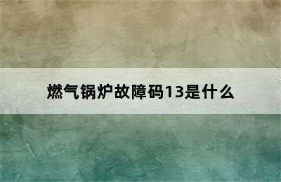 燃气锅炉故障码13是什么