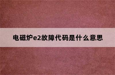 电磁炉e2故障代码是什么意思