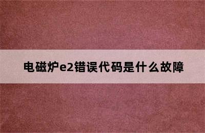 电磁炉e2错误代码是什么故障