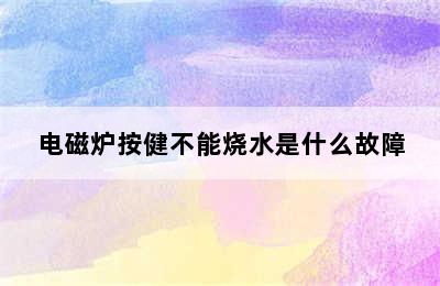 电磁炉按健不能烧水是什么故障