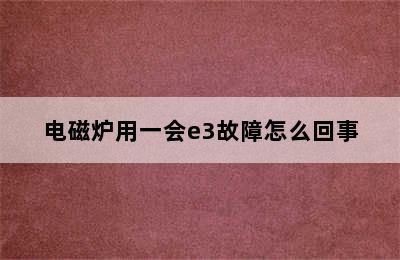 电磁炉用一会e3故障怎么回事