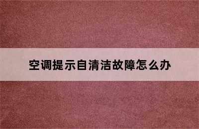 空调提示自清洁故障怎么办