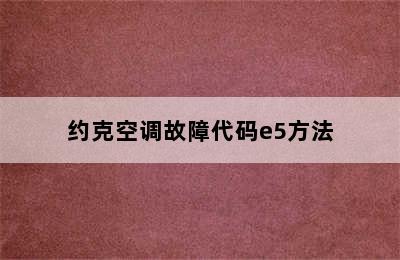 约克空调故障代码e5方法