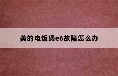 美的电饭煲e6故障怎么办