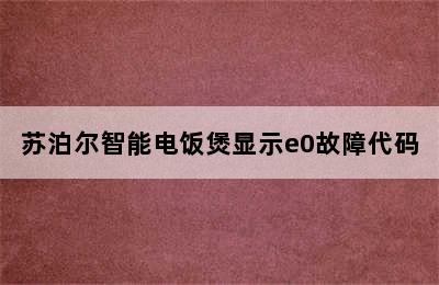 苏泊尔智能电饭煲显示e0故障代码