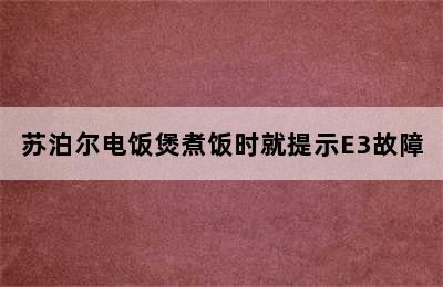 苏泊尔电饭煲煮饭时就提示E3故障