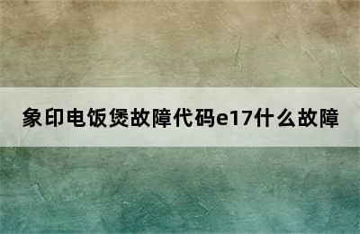 象印电饭煲故障代码e17什么故障